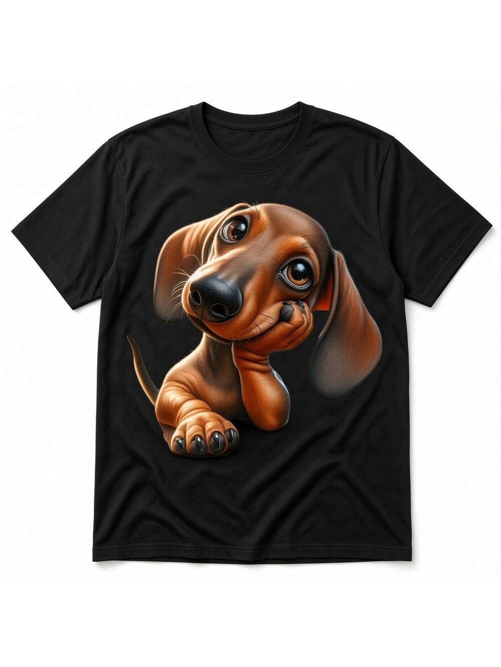 Cute Dachshund Puppy T-Shirt Relaxed Fit Black Dog Mom Dad Gift Tee